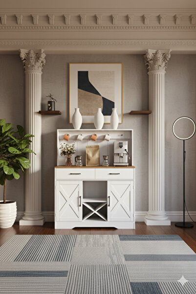 EXPERT بوفيه متعدد الأغراض وطاولة جانبية 106×40×130 سم أبيض