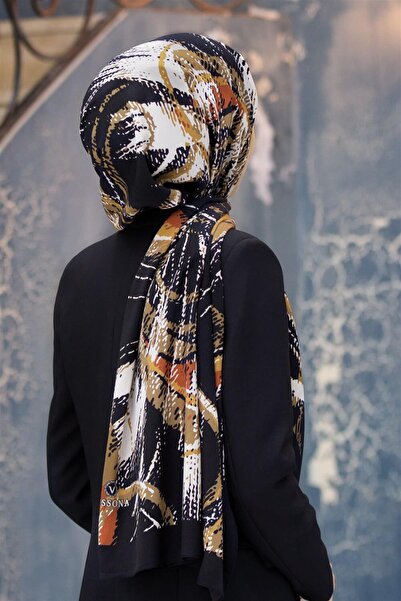 Vissona LÜKS MEDİNE İPEĞİ DEGRADELİ ÇİZGİ DESENLİ TABA RENKLİ 75X195 KIRIŞMAZ...