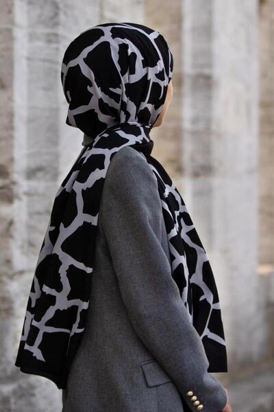 Vissona Luxurious Medina Silk - Stone Pattern Black-Gray 75X195 Anti-Wrinkle ...