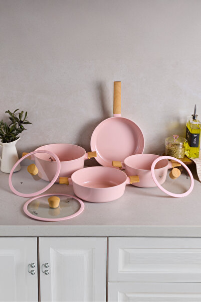 Perotti Danish Cook Pink İndüksiyon Tabanlı 7 Parça Tencere Seti