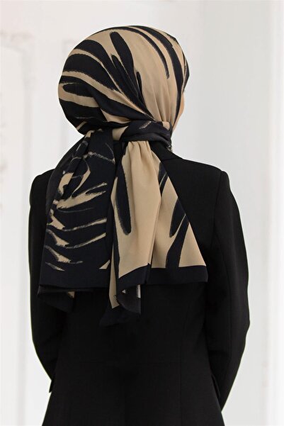 Vissona LÜKS MEDİNE İPEĞİ GEOMETRİK DESENLİ BEJ RENKLİ 75X195 KIRIŞMAZ ŞAL MO...