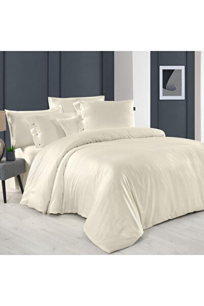Sarev "300 Tc" Monochrome Ecru Satin Duvet Cover Set