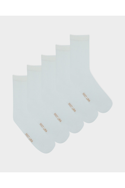 GOST LİRİA -5-пакет бели ребристи тенис чорапи