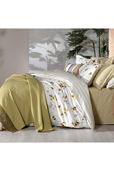 Sarev طقم غطاء لحاف وغطاء لحاف من القطن بنسبة 100% باللون الأصفر من إيفا جادون