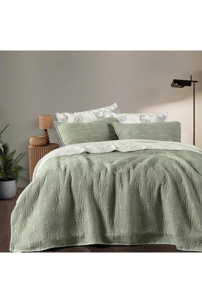 Sarev Launa Yeşil Çift Kişilik %100 Pamuk Yatak Örtüsü 230*240 cm