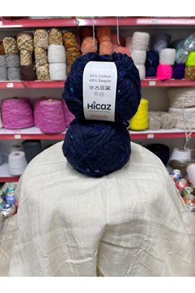 HİCAZ YARN Moher İri Pullu Lacivert Çanta/ Örgü ipi Yumaklar 50 gr x 2= 100 gr