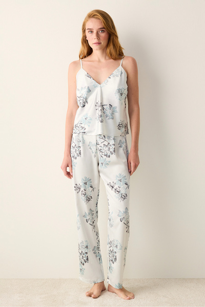 Penti Hellgraue Satin-Hose Camille Pyjamahose