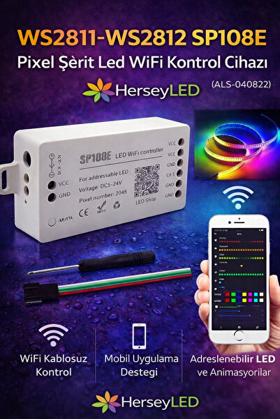 ALLES WS2811-WS2812 SP108E Pixel Şerit Led Wifi Kontrol Cihazı