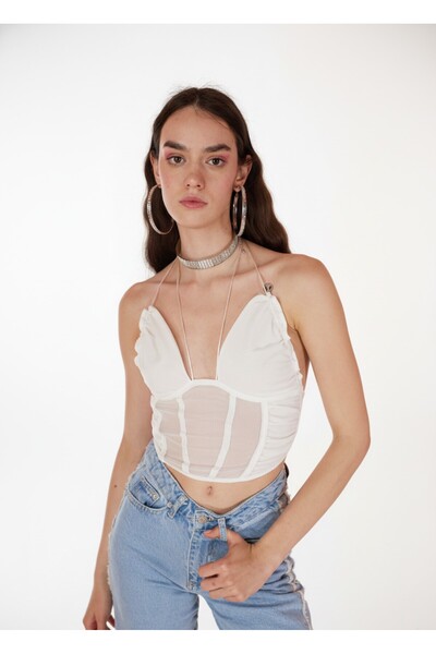 HOLLY LOLLY White Sasha Blouse - Rope Tied Tulle