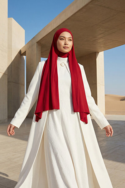 Aisha's Design شال عملي من القطن الممشط يغطي الرقبة، طراز PS-59، لون عنابي