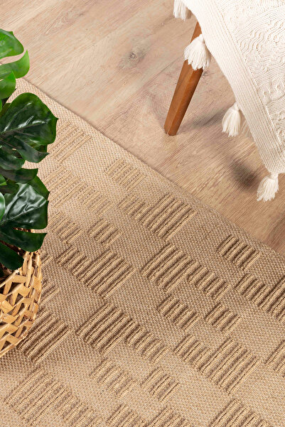 Konfor Halı Natura 6664 %100 Doğal Jüt Kilim Bej Renkli Yumuşak Dokulu Şık Ta...
