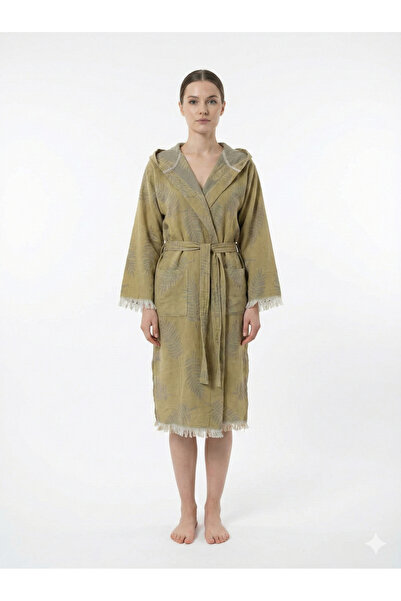 TekStilize روب حمام منقوش بطبقتين من الموسلين (100% قطن)