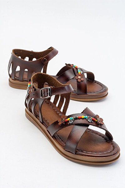 Lively Stylish Sia Kafesli Boncuklu Bodrum Sandalet