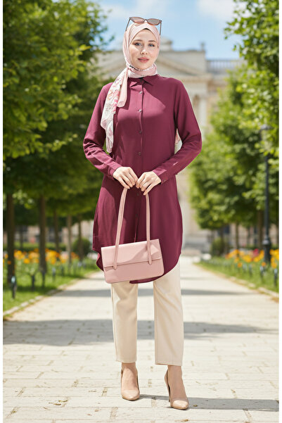 sefamerve تونيك فيسكوز بأزرار 6116-02 برقوقي