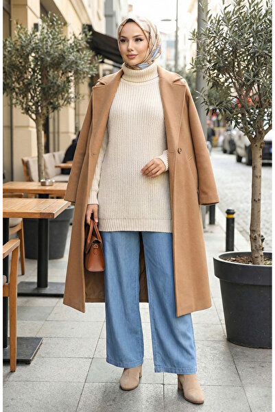 sefamerve بنطلون جينز تينسل بخصر مطاطي 7568-06 أزرق داكن فاتح