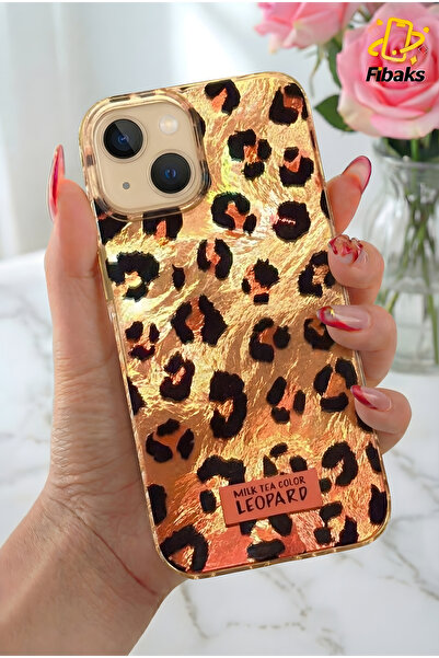 Fibaks Iphone 13/14/15 case holographic red leopard pattern shock absorbing c...