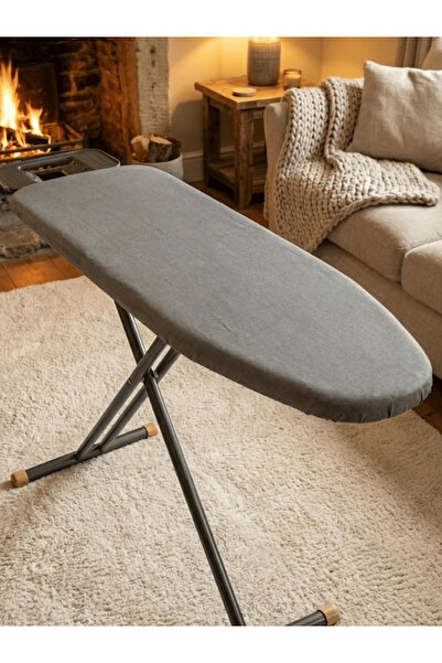 BEYLİNİ Ütü Masası Kılıfı Lastikli Keçeli Yanmaz Ütü Masası Örtüsü Bezi Gri 5...