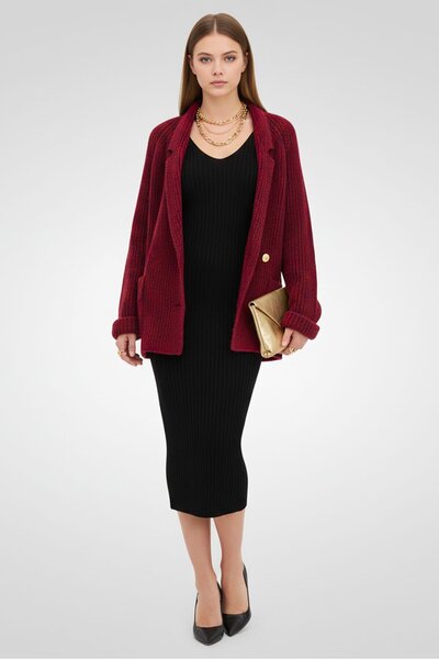 Tommy Hilfiger Women Button Front Knitted Cardigan, Maroon