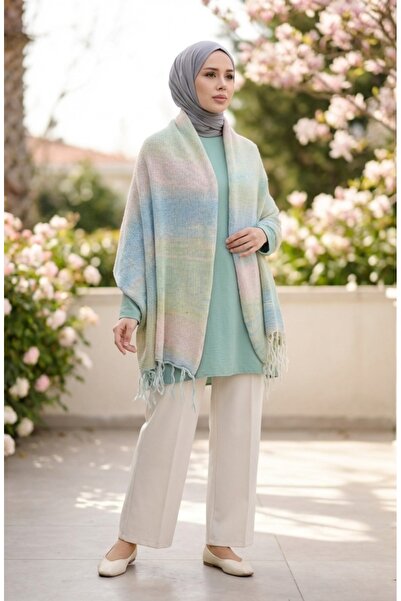 sefamerve Şal de umăr tricotat din tricotaje colorate - Model 2064-04