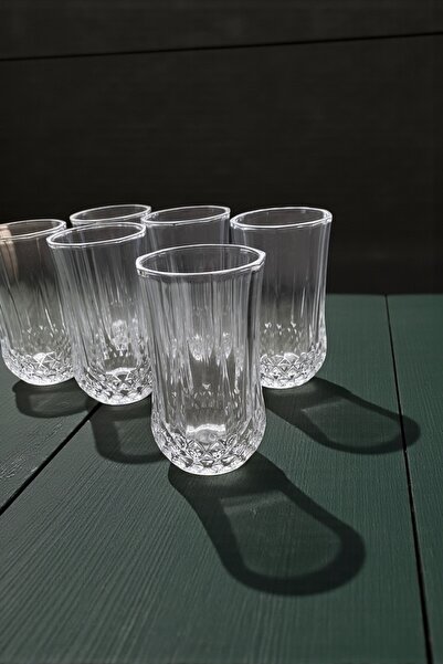 Dore Voir 6 Adet Cam Uzun Su Bardağı Kesme Model 340 ml