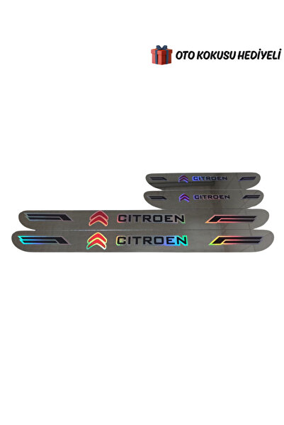 Autowise Citroen Hologram Logolu Araca Özel Marka Logolu Aynalı Kapı Eşiği Ko...