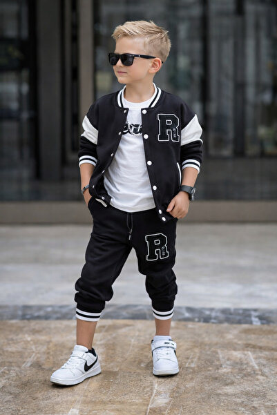 RAPAPA Set de trening din 3 piese în stil colegiu pentru băieți – Combinație ...