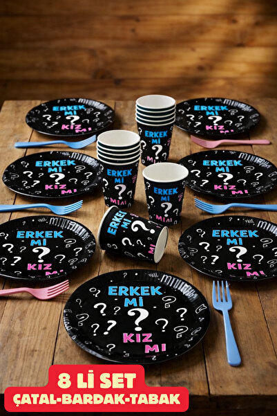 Baloncu Dede Gender Reveal Plates Set Baby Shower Party Gender Reveal Gender ...