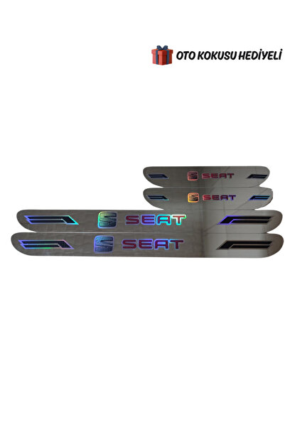 Autowise Seat Hologram Logolu Araca Özel Marka Logolu Aynalı Kapı Eşiği Koruy...