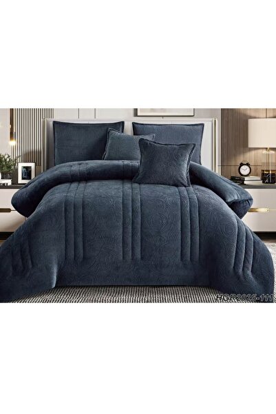 Moon طقم مفرش نفر 4 قطع شتوي حشوة وسط مخمل ناعم مع فرو سادة ذو وجهين خامة مخم...