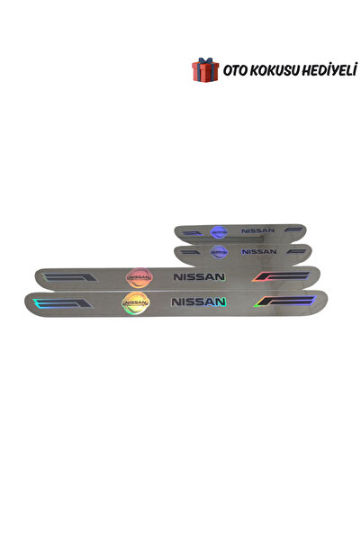 Autowise Nissan Hologram Logolu Araca Özel Marka Logolu Aynalı Kapı Eşiği Kor...