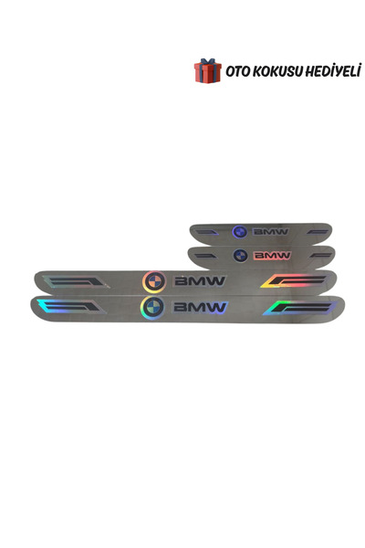 Autowise Bmw Hologram Logolu Araca Özel Marka Logolu Aynalı Kapı Eşiği Koruyu...