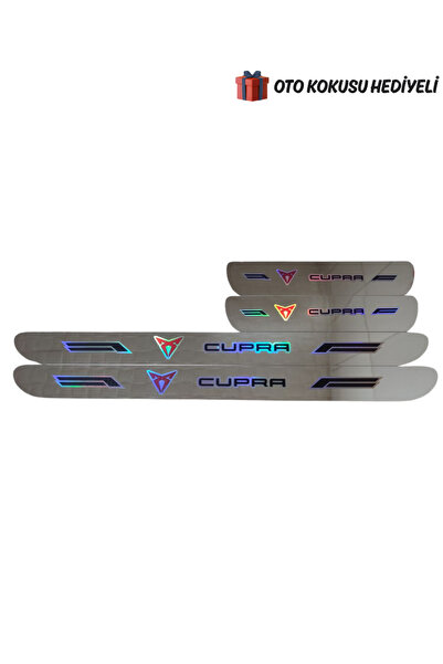 Buscarpone Cupra Hologram Logolu Araca Özel Marka Logolu Aynalı Kapı Eşiği Ko...