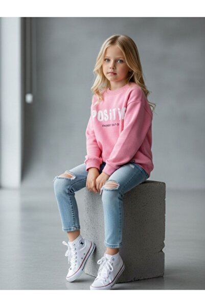 Zekids Hanorac cu imprimeu pozitiv pentru fete