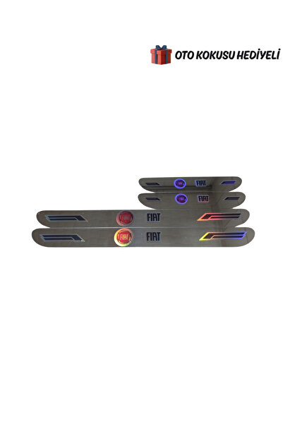 Autowise Fiat Hologram Logolu Araca Özel Marka Logolu Aynalı Kapı Eşiği Koruy...