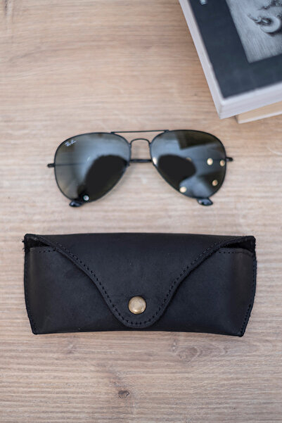 naft Beylik - Real Leather Glasses Case - Black Color