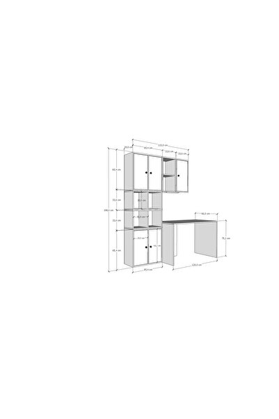 Nettrends 5 Kapaklı ve Çok Bölmeli Çok Fonksiyonlu Duvar Raflı Çalışma Masası...