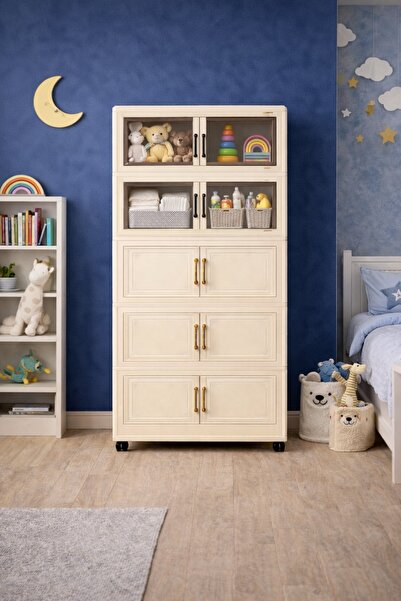 decorev Çok Amaçlı Kapaklı Portatif İstiflenebilir Tekerlekli Organizer Dolap...