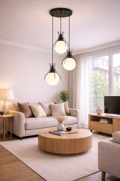 HubRom TERRA 3759-03-BLL Μαύρος Πολυέλαιος 45x85 cm 3xE27 Μέγιστο 60W