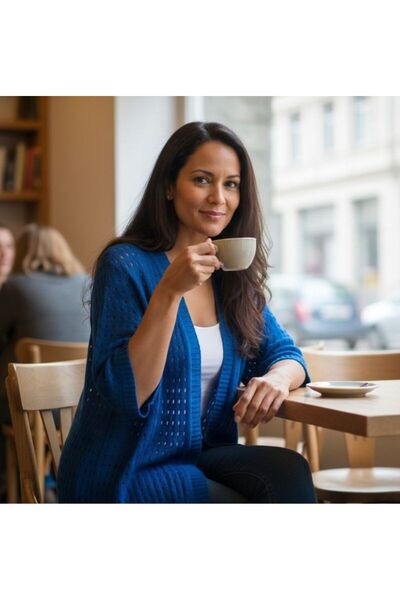 URUMDAY Knitwear Perforated Buttonless Sizeless Cardigan