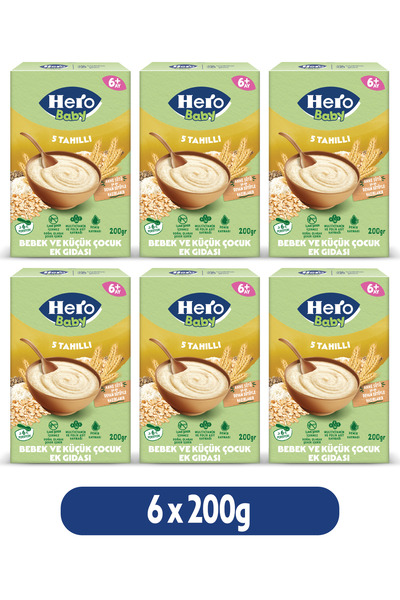 Hero Baby 5 Tahıllı Sütsüz 200g x6
