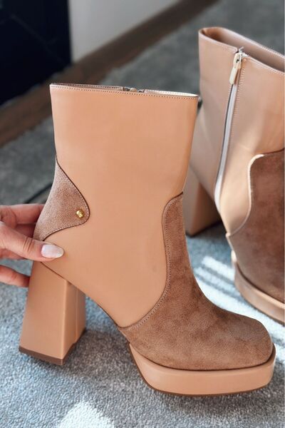 I Love Shoes Olexsa Mat Deri Yüksek Topuklu Kadın Bot Nude