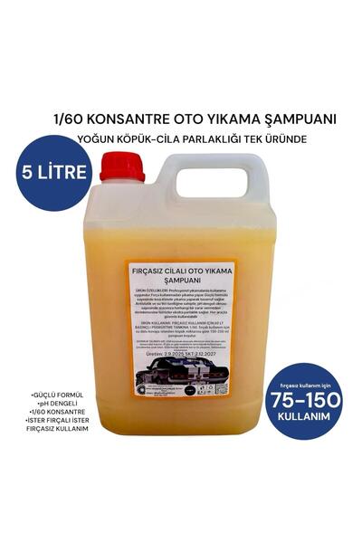 Şimal otokimya market 1/60 KONSANTRE CİLALI OTO YIKAMA ŞAMPUANI 5 litre