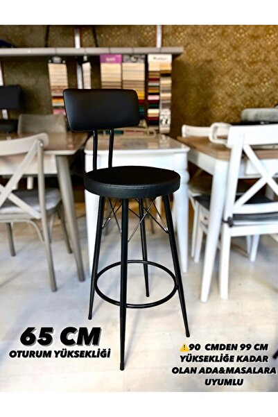 The SANDALYE SHOP Yeni Mila Tasarım Bar Sandalyesi 65 cm Siyah Deri.90 ile 99...
