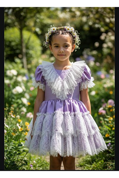 Gala κοντό κοριτσίστικο φόρεμα με δαντέλα