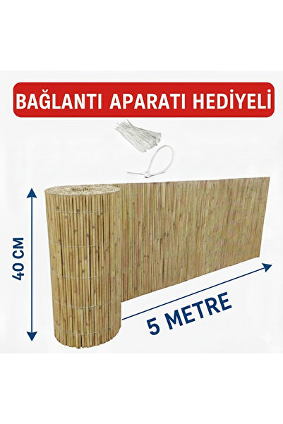 tunalar Hasır Bambu Bahçe Çit Balkon Paravanı 40 cm x 5 Metre - Dekoratif Göl...
