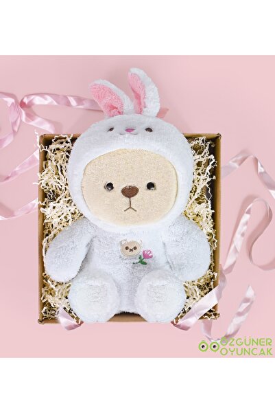 Özgüner Oyuncak Pababo Series Hooded Pufi Teddy Bear - with Gift Box