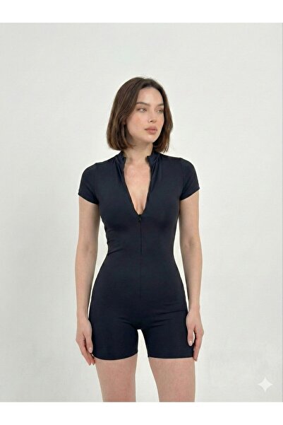 DALİAYILDIZ Şort Mayo Fermuarlı Spor Günlük Kullanım Tulum