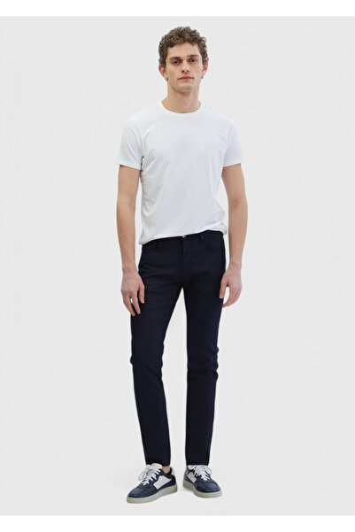 Ramsey Black Plain Woven Slim Fit Casual Cotton Blended Trousers