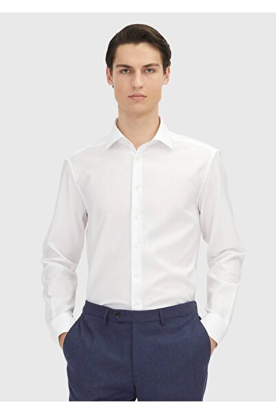 Ramsey White Plain Regular Fit Woven Classic 100% Cotton Shirt