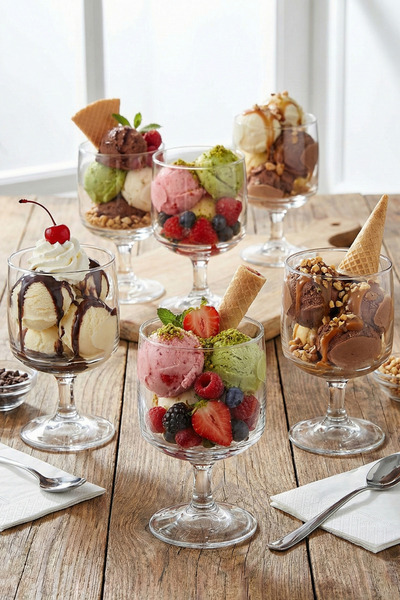 Paşabahçe طقم برج 6 قطع 220 سي سي مغنوليا ووعاء آيس كريم